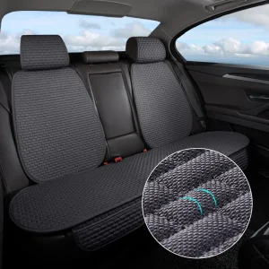 Housses de siège auto en lin, protection de siège avant/arrière, coussin de siège en tissu de lin, tapis respirant