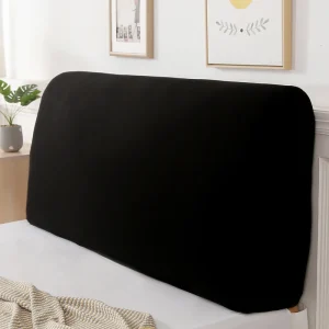 Housse de tête de lit élastique noire, anti-poussière