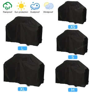 Housse de protection noire imperméable pour barbecue, anti-poussière, anti-pluie, pour barbecue à gaz, charbon de bois et électrique