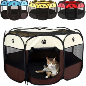 Cage pour chiens et chats, Tente pliable portable, chenil octogonal, abri pour chiots, facile à utiliser en extérieur,