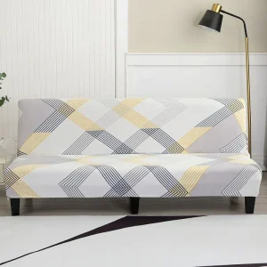 Housse canapé clic clac, canapé-lit sans accoudoirs, en fleur, avec élastique