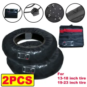 Lot de 2 housses universelles pour pneus de voiture, en polyester, imperméables et anti poussière
