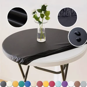 Housse de table ronde élastique et imperméable de 60 à 140 cm, extensible, facile à nettoyer, résistante à l'huile, pour mariage, maison, hôtel, salle à manger