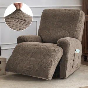 Housses de fauteuil relax et inclinables, 3 places, motif feuilles, style jacquard