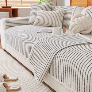 Housse de canapé antidérapante en chenille blanche