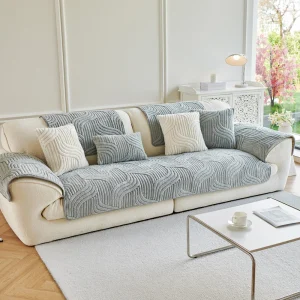 Housse de canapé en chenille, style jacquard, antidérapante, serviette de canapé