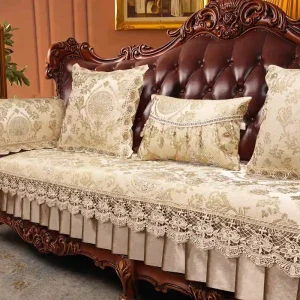 Housse de canapé, coussins de siège brodés en jacquard, de luxe, antidérapants et résistants à l'usure