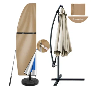 Housse de parasol durable à suspendre style banane, imperméable, avec fermeture éclair robuste