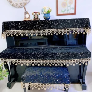 Housse de piano en velours épais à motif diamant, serviette anti-poussière