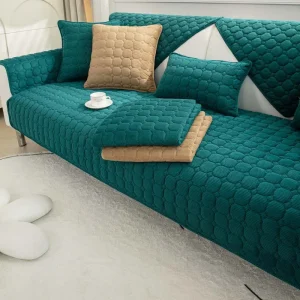 Housse de canapé, de coussin antidérapante, matelassée, en velours, ultra douce, en peluche, en L