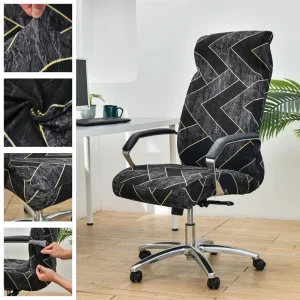 Housse de chaise de bureau élastique, motif géométrique