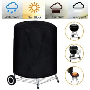 Housse de protection pour barbecue électrique, ronde noire, imperméable, robuste, tissu 210D
