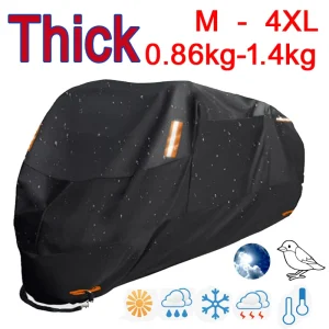 Housse de protection pour moto 300D, noire, imperméable, anti-poussière, pluie, neige, UV, tailles M, L, XL, XXL, 3XL et 4XL