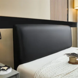 Housse de tête de lit en cuir synthétique imperméable, élastique, anti-salissure, idéale pour la chambre à coucher