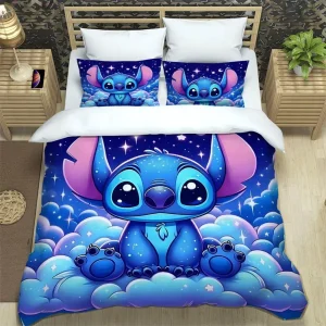 Housse de couette, Parure de lit Lilo et Stitch, lot de 2 à 3 pièces