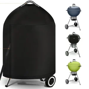 Housse de barbecue cylindrique en tissu 210D avec poignet, housse de protection pour four d'extérieur et grill, revêtement imperméable en PU