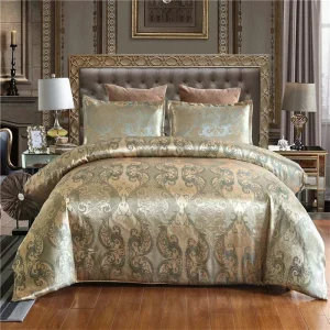 Housse de couette, Parure de lit de luxe, en satin jacquard, literie haut de gamme pour mariage