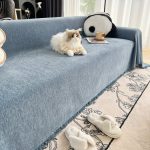accessoire déco jeté de canapé bleu