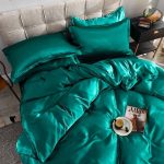 accessoires de lit vert type satin