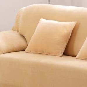 beige - 2 pièces - housses en velours extensibles de coussin 45 cm x 45 cm