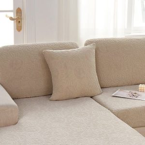 beige - 2 pièces - housses polaire extensibles de coussin 45 cm x 45 cm - motif sun flower