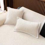 beige clair - 1 pièce - housses de coussin en tissu chenille côtelé