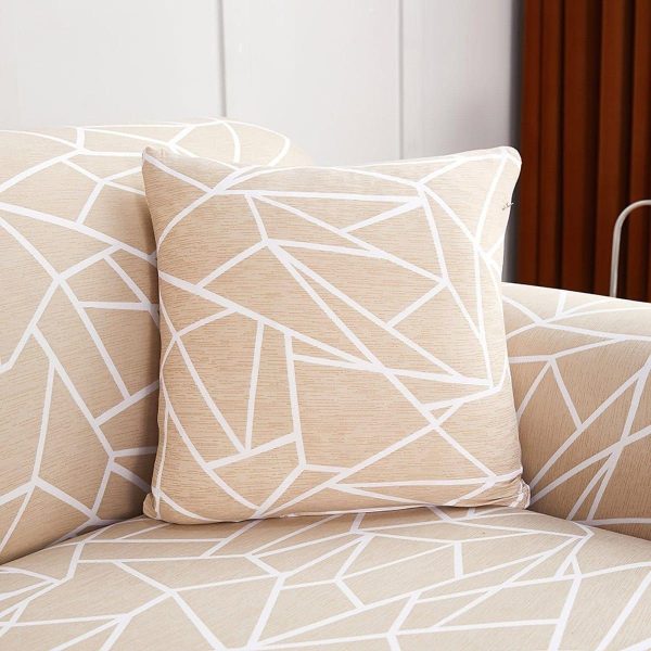 beige desert - 2 pièces - housses de coussin extensibles 45x45cm