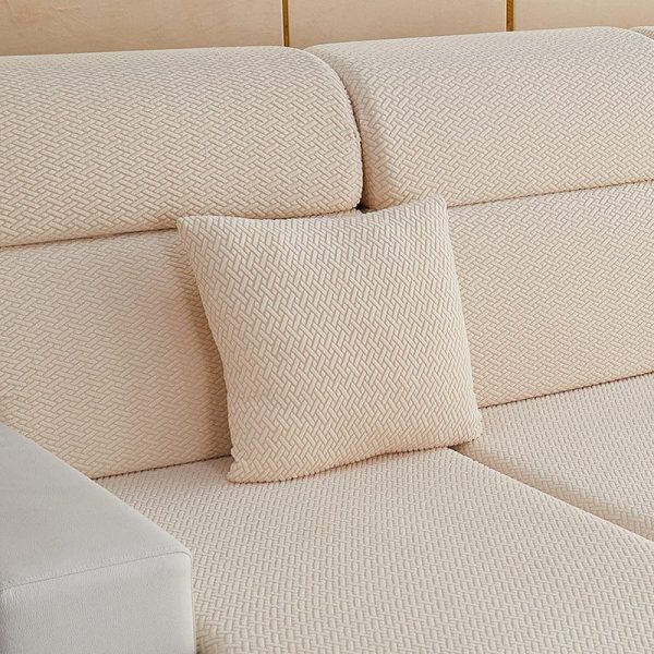 beige motif laine - 1 pièce - housses de coussin 45x45cm