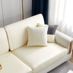 blanc cassé - 1 pièce - housses de coussin en simili cuir imperméable 40x40cm