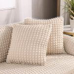 blanc cassé - 2 pièces - housses de coussin extensibles 45x45cm jupe