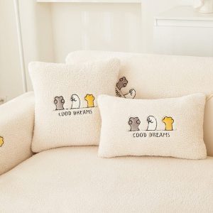 blanc crème - 1 pièce - housses de coussin polaire