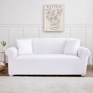 blanc housse de canapé extensible