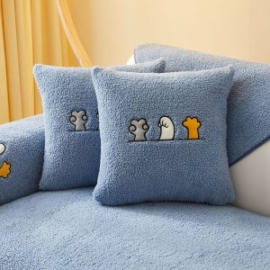 bleu - 1 pièce - housses de coussin polaire