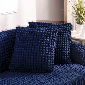 bleu - 2 pièces - housses de coussin extensibles 45x45cm jupe