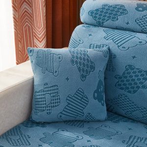 bleu - 2 pièces - housses de coussin extensibles 45x45cm jupe