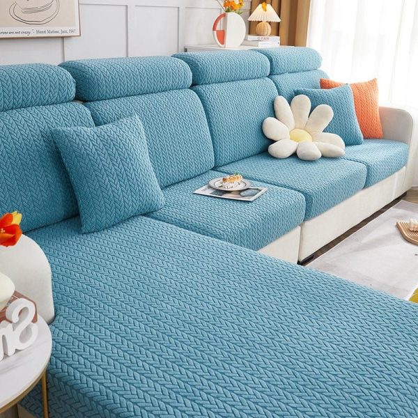 bleu ciel motif wool - 1 pièce - housses de coussin 45x45cm