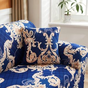 bleu roi - 2 pièces - housses de coussin extensibles 45x45cm