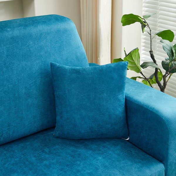 bleu turquoise - 2 pièces - housses de coussin en simili cuir imperméable 40x40cm