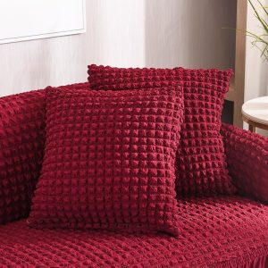 bordeaux - 2 pièces - housses de coussin extensibles 45x45cm jupe