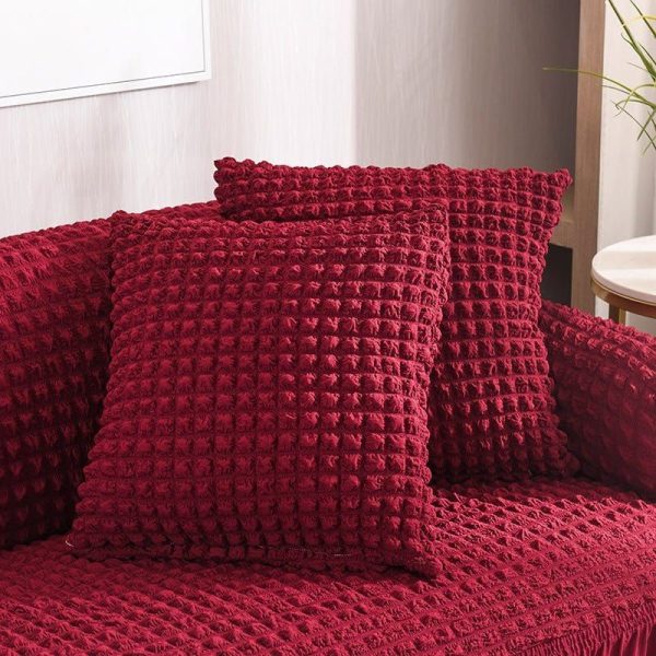 bordeaux - 2 pièces - housses de coussin extensibles 45x45cm jupe