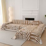 couverture décorative tissée tribal camel