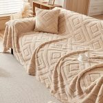 couverture polaire marron en motif diamant