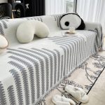 couverture tissée gris clair pour canapé