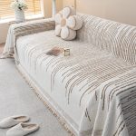 couverture tissée sable clair