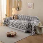 couverture tissée style tribal gris