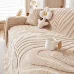 couvre canapé ondulations en polaire marron