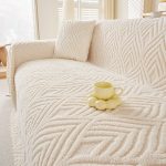 couvre canapé polaire aux motifs de feuilles