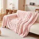 couvre canapé polaire diamant rose