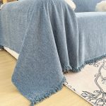 couvre canapé tissé bleu herringbone