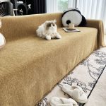 couvre canapé tissé camel
